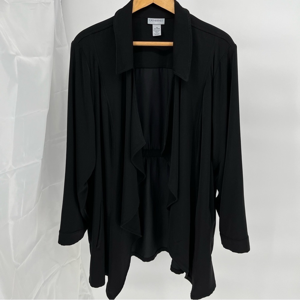 Catherine’s Womens AnyWear Liquid Knit Cardigan Size XXXL Open Front Pockets